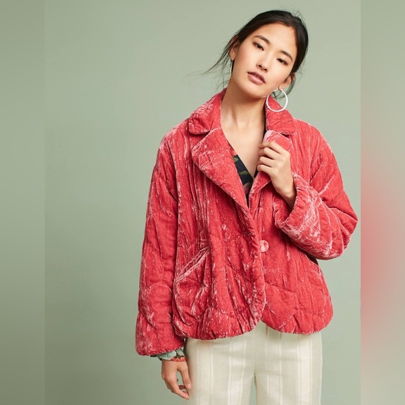 Anthropologie Jackets & Blazers - ANTHROPOLOGIE Quilted Velvet Puffer Coat